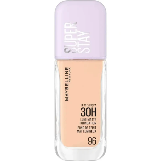 MAYBELLINE New York, Super Stay Lumi-Matte Liquid Foundation, 30hr Longwear formula, Light as Air, Waterproof, Sweatproof, Luminous Matte Finish, Sh - 96 MAYBELLINE New York, Super Stay Lumi-Matte Liquid Foundation, 30hr Longwear formula, Light as Air, Waterproof, Sweatproof, Luminous Matte Finish, Sh - 96