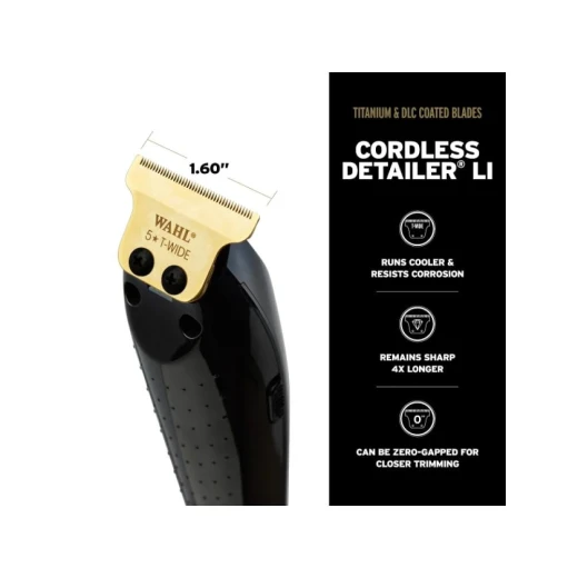 Wahl Cordless Barber Combo Professional Hair Clippers Set, Titanium Blades, Black - Wahl - Image 4