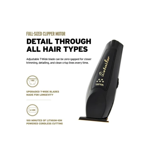 Wahl Cordless Barber Combo Professional Hair Clippers Set, Titanium Blades, Black - Wahl - Image 7