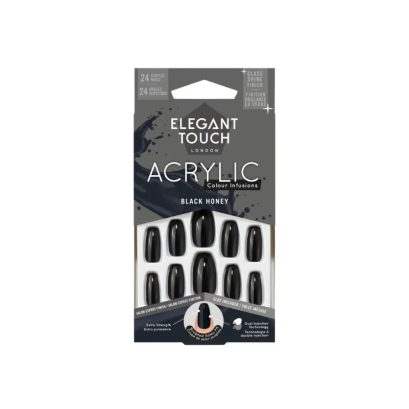 Elegant Touch Colour Acrylic Nail Powder Black Honey for Professional and At-Home Manicures - elegant touch