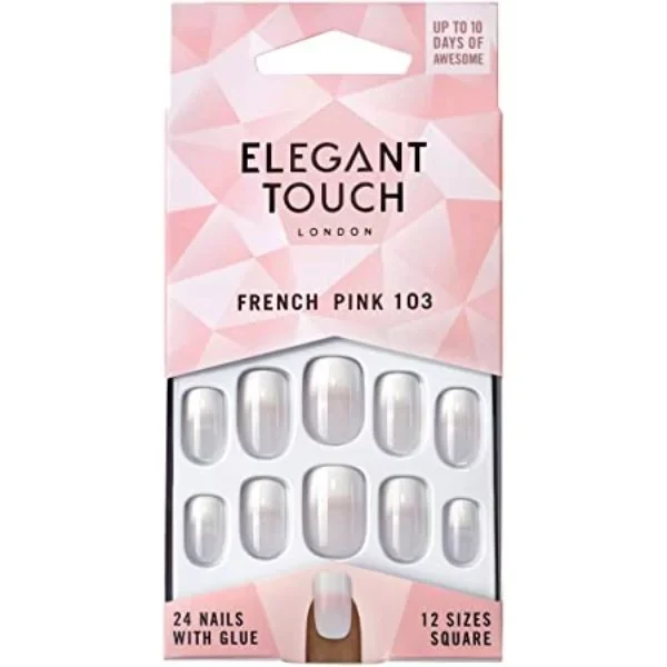 Elegant Touch Natural French Nails Size Medium Soft Pink 103 for a Quick and Polished Manicure - elegant touch