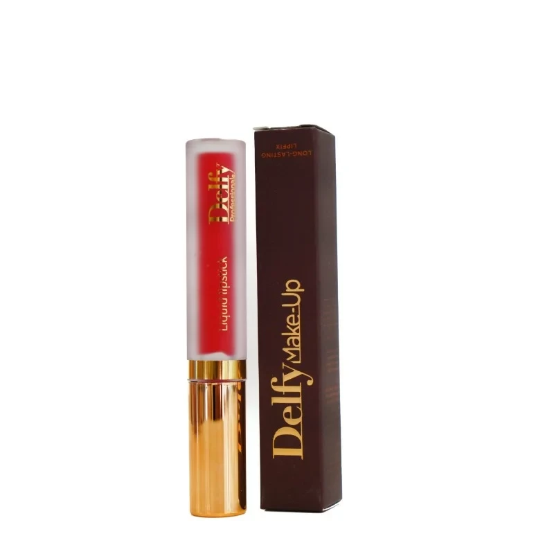 Delfy Lipfix Long Lasting Liquid Lipstick Aurora Red Gold Intense Color Buildable Coverage - Delfy
