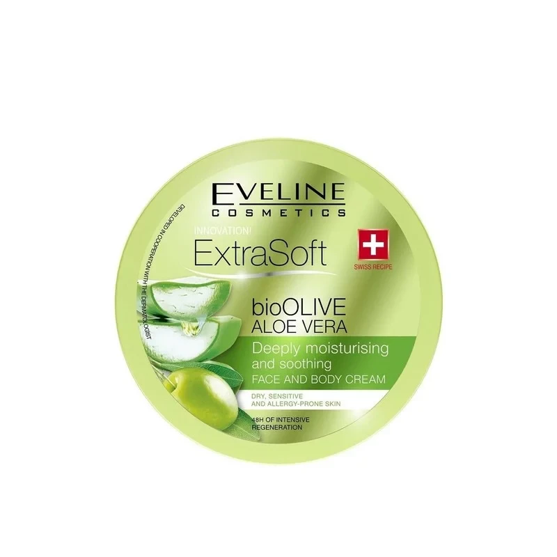 Eveline Extra Soft Aloe Vera Face and Body Cream 175 ml Daily Moisturizer for Dry Skin - Eveline