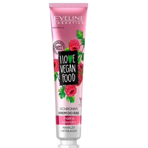Eveline I Love Vegan Food Protective Hand Cream Raspberry and Coriander 50ml for Daily Hydration and Softening Eveline I Love Vegan Food Protective Hand Cream Raspberry and Coriander 50ml for Daily Hydration and Softening