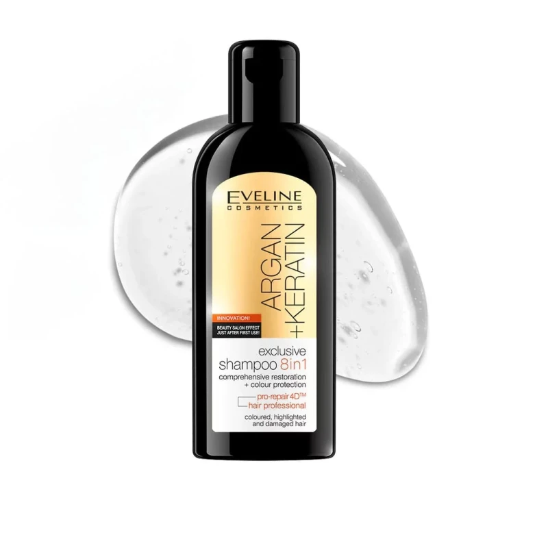 Eveline Argan and Keratin Exclusive 8-in-1 Shampoo for Smoother Frizz-Free Hair 150 ml - Eveline