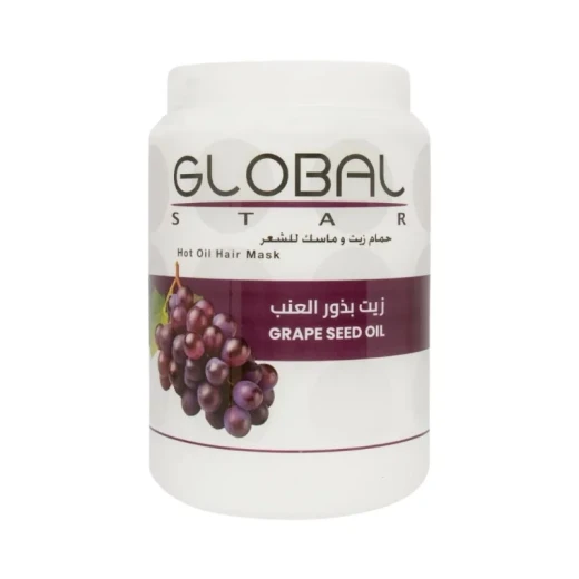 ماسك الشعر المغذي بزيت بذور العنب من جلوبال ستار 1500 مل للترطيب والنعومة واللمعان ماسك الشعر المغذي بزيت بذور العنب من جلوبال ستار 1500 مل للترطيب والنعومة واللمعان