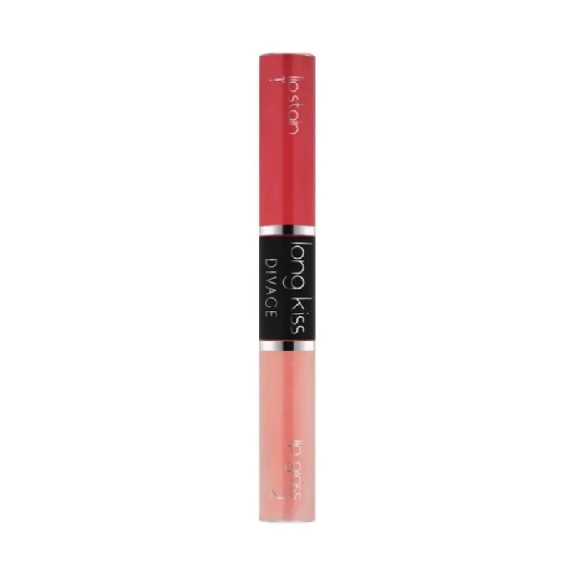 Divage Long Kiss 2-In-1 Lipstick and Lip Gloss Shade No. 01 Dual-Ended Long-Lasting Hydrating Finish - Divage
