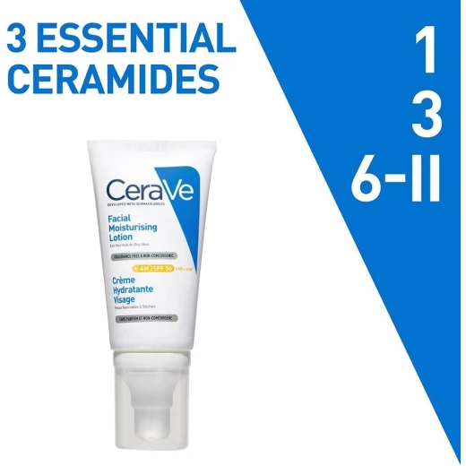 CeraVe AM Facial Moisturizing Lotion SPF 50, Daily Lightweight Moisturizer for Normal to Dry Skin, 52ml - CeraVe - Image 5