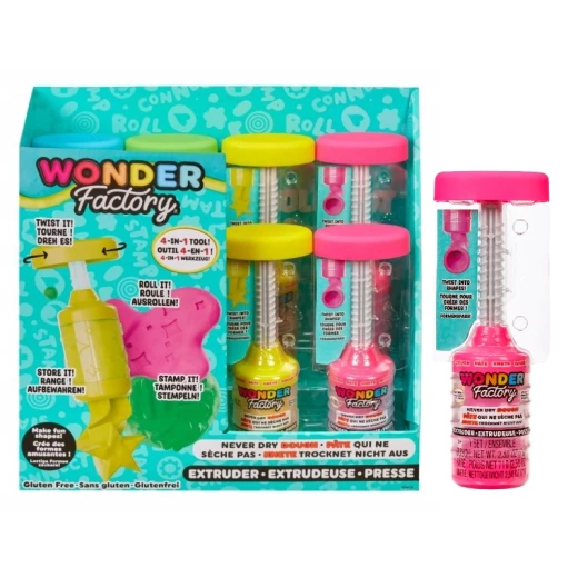 Wonder Factory Never Dry Dough Extruder – Pink | Fun Non-Drying Modeling Tool for Creative Play, Arts & Crafts PDQ Pack - Mga entertainment - Image 2