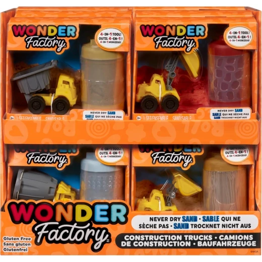 Wonder Factory Never Dry Sand Construction Trucks Assorted- PDQ - Mga entertainment - Image 2