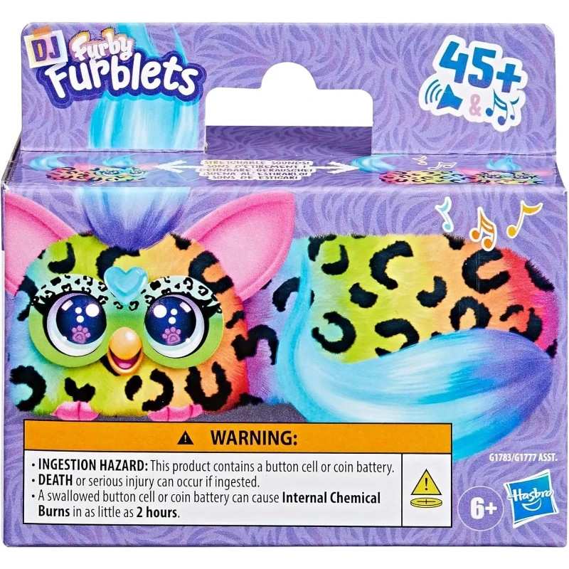 Furby DJ Furblets Mini Electronic Plush Toy- Rain-Bow-Kat - Hasbro