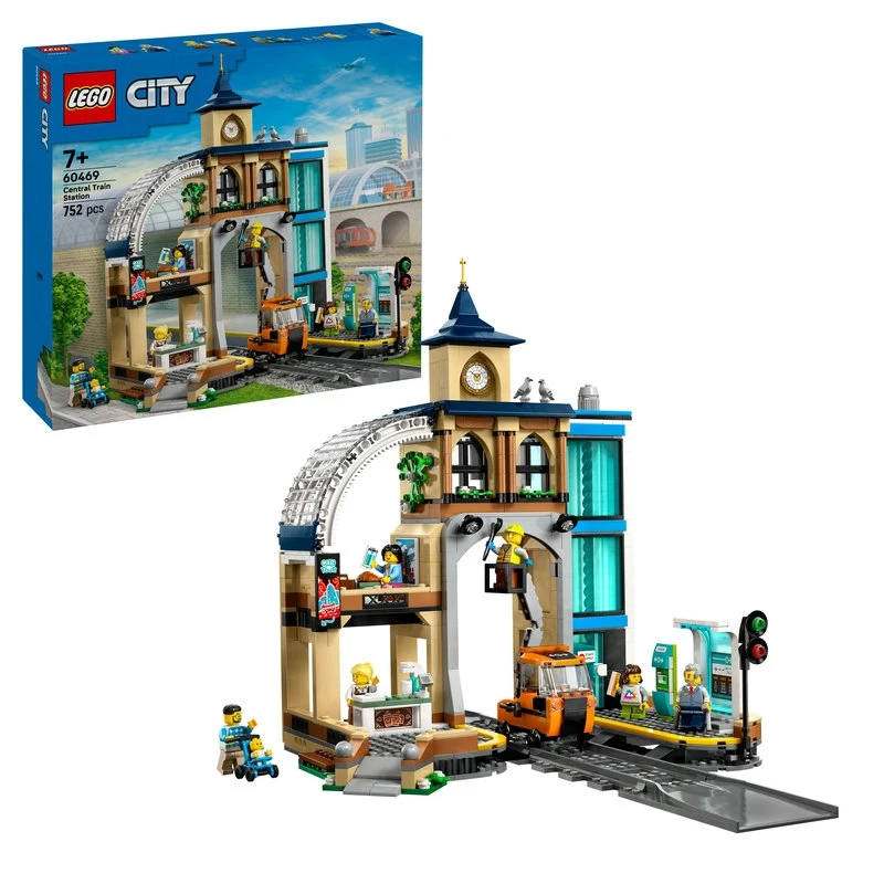 LEGO Central Train Station – 752 Pieces, City-Themed Building Set for Kids, Realistic Details & Creative Play - LEGO