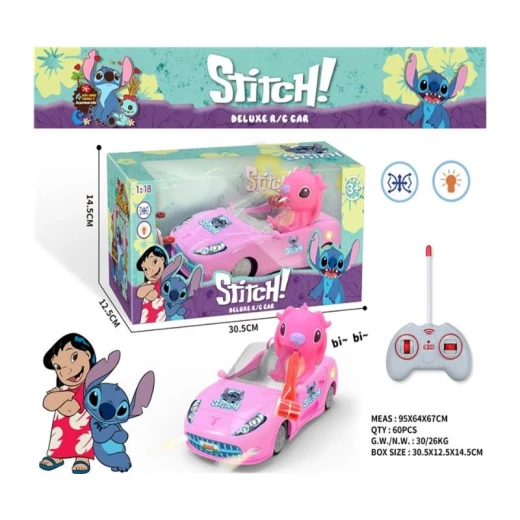 Remote Control 1:18 Stitch Car with Lights- Pink Remote Control 1:18 Stitch Car with Lights- Pink