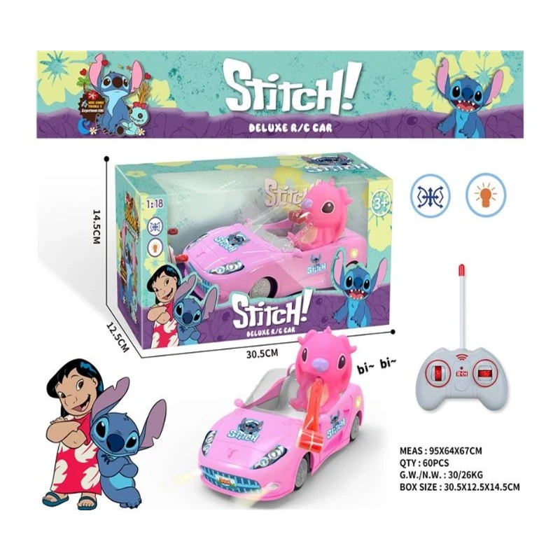 Remote Control 1:18 Stitch Car with Lights- Pink
