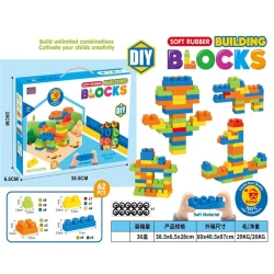 Soft Rubber Building Blocks- 62 Pcs