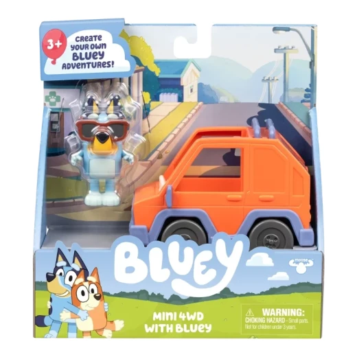 Bluey 4WD with Bluey Series 13, featuring a fun off-road 4WD vehicle with Bluey character, perfect for imaginative play, adventure storytelling, and collecting for kids Bluey 4WD with Bluey Series 13, featuring a fun off-road 4WD vehicle with Bluey character, perfect for imaginative play, adventure storytelling, and collecting for kids