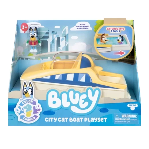 Bluey Color Change City Cat Boat Playset Series 13, featuring fun city cat boat playset with colour-changing effect, inspired by the Bluey world, designed for interactive, imaginative, and engaging play for kids - Bluey - Image 2