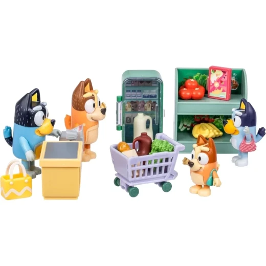 Bluey Let's Play Chef Family Shopping Trip Series 13, featuring characters and accessories inspired by a fun family shopping experience, designed for imaginative role-play, storytelling, and creative play for kids - Bluey - Image 4
