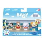 Bluey Colour Change Splash Park Bingo & Friends 4-Pack Series 13, featuring 4 characters with accessories inspired by a water splash park, with colour-changing effect for fun, interactive, and imaginative play for kids - Bluey