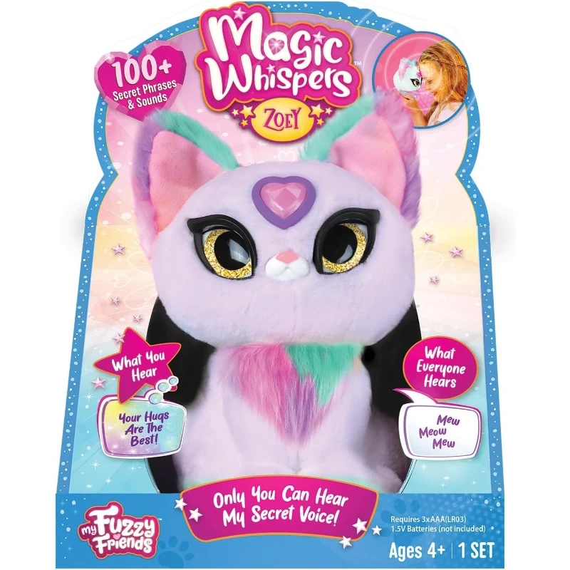 My Fuzzy Friends Magic Whispers – Zoey Kitty – Interactive Plush Cat (16 cm) with Magical Whisper Mode - Skyrocket