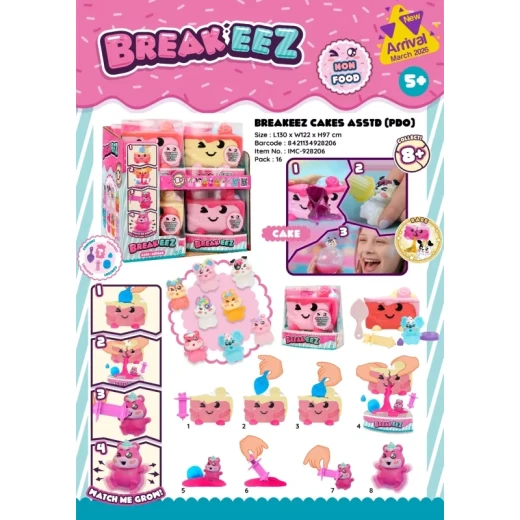 Breakeez Cakes Assorted 24 Pcs PDQ, fun surprise collectible mini cake-themed toys with different designs, featuring unboxing fun, imaginative play, and collectability for kids Each sold separately - IMC Toys - Image 6