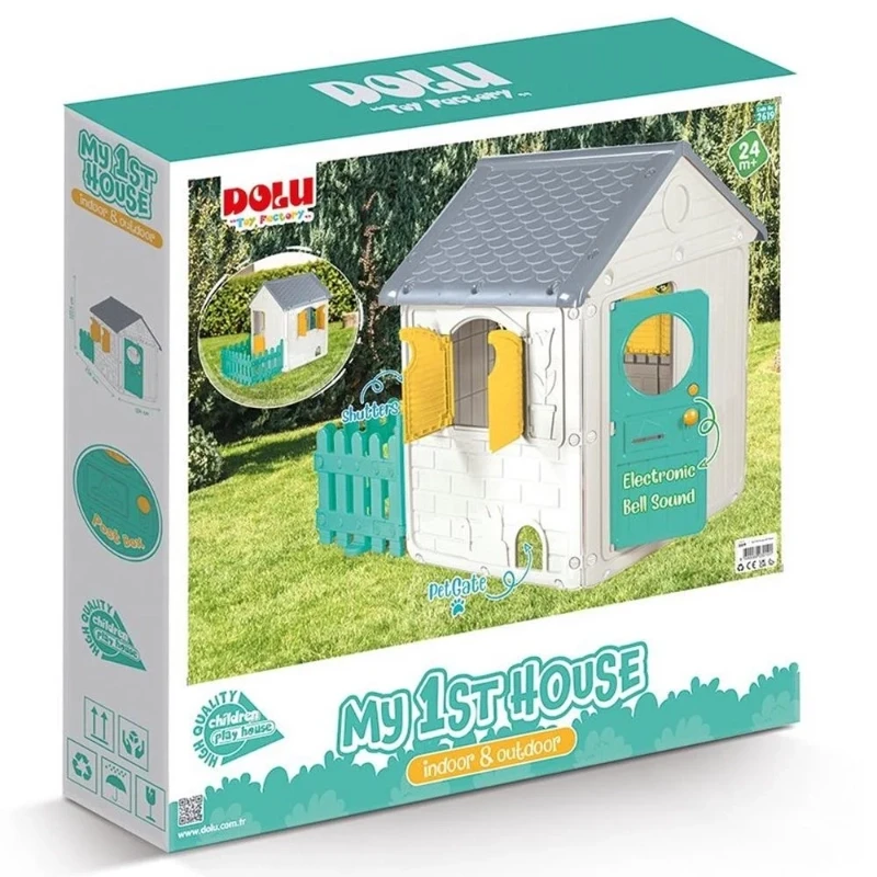 Dolu My First House with Fence- White 122.5 cm x 156 cm x 104 cm. - Dolu