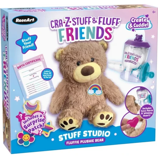 RoseArt Stuff Studio Fluffy Plushie Bear Craft Kit for Kids, DIY Stuffed Animal Toy Set with Soft Materials for Creative Hands-On Play and Imaginative Fun - CRA-Z-ART - Image 2