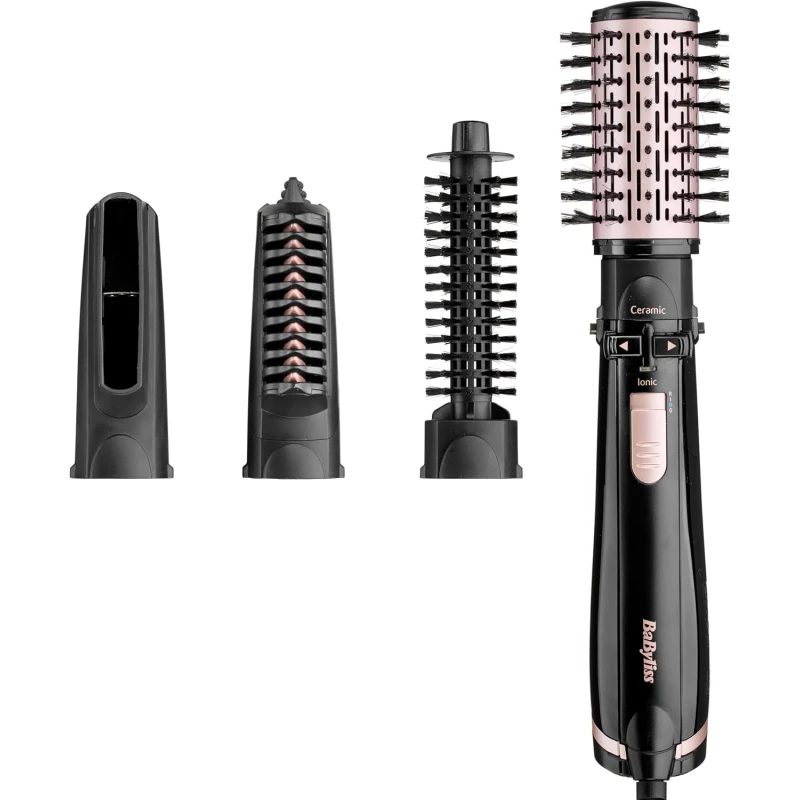 BaByliss Brush & Style Rotating Hot Air Brush Set 1000W Black 5-Piece for Styling - Babyliss