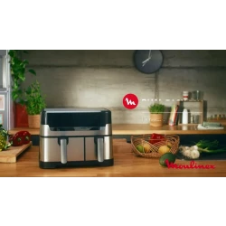 مقلاة هوائية مزدوجة من مولينكس Easy Fry & Grill EZ905B20، 8 برامج، 5.2 لتر + 3.1 لتر، أسود
