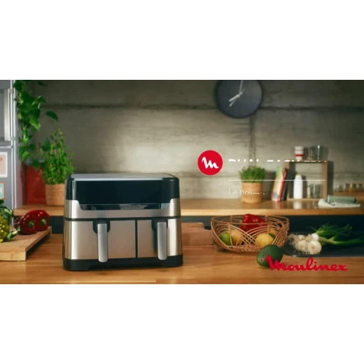 مقلاة هوائية مزدوجة من مولينكس Easy Fry & Grill EZ905B20، 8 برامج، 5.2 لتر + 3.1 لتر، أسود مقلاة هوائية مزدوجة من مولينكس Easy Fry & Grill EZ905B20، 8 برامج، 5.2 لتر + 3.1 لتر، أسود
