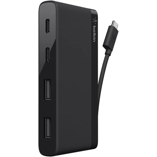 موصل صغير بـ 4 منافذ USB 3.0 لنقل البيانات لأجهزة الكمبيوتر المحمولة والمكتبية من بيلكين موصل صغير بـ 4 منافذ USB 3.0 لنقل البيانات لأجهزة الكمبيوتر المحمولة والمكتبية من بيلكين