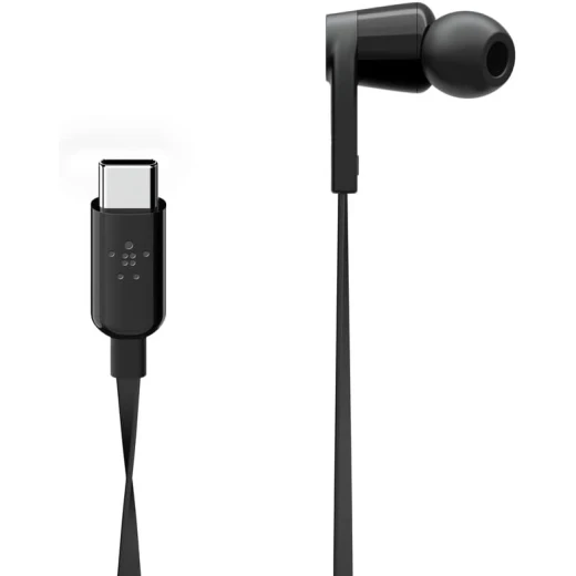سماعات بيلكين ساوندفورم السلكية مع موصل USB-C، سماعات أذن سلكية مع ميكروفون - سماعات أذن سلكية لأجهزة iPhone 16/15 وiPad Mini وGalaxy S24 وAndroid والمزيد (سماعات رأس USB-C) - أسود - بيلكين - Image 4