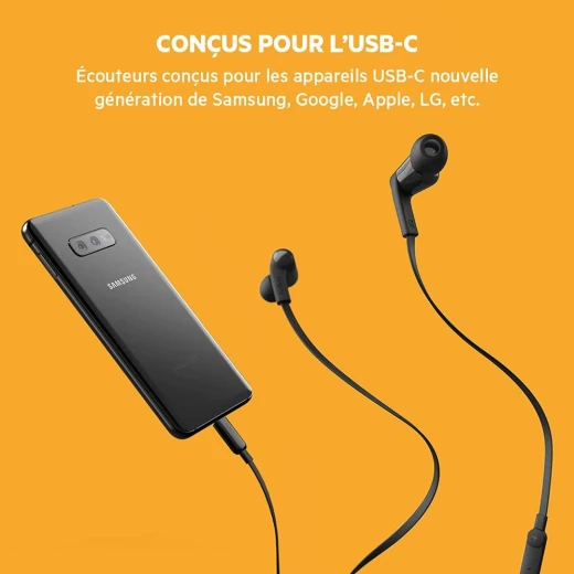 سماعات بيلكين ساوندفورم السلكية مع موصل USB-C، سماعات أذن سلكية مع ميكروفون - سماعات أذن سلكية لأجهزة iPhone 16/15 وiPad Mini وGalaxy S24 وAndroid والمزيد (سماعات رأس USB-C) - أسود - بيلكين - Image 5