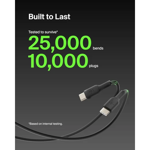 Belkin USB-C to USB-C Fast Charging Cable (6.6ft) - Black - iPhone 16, Galaxy S25, iPad Pro & More - Belkin - Image 7