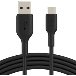 كابل Belkin USB-C إلى USB-A بطول 3.3 قدم أسود - شحن سريع لأجهزة iPhone و Samsung و Pixel و iPad والمزيد