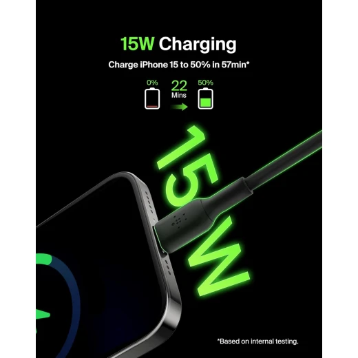 كابل Belkin USB-C إلى USB-A بطول 3.3 قدم أسود - شحن سريع لأجهزة iPhone و Samsung و Pixel و iPad والمزيد - بيلكين - Image 3