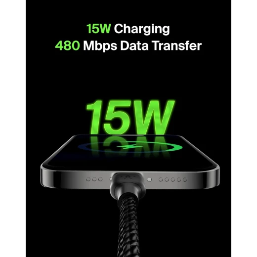 Belkin USB-C to USB-A Cable 3.3ft Black - Fast Charging for iPhone 16/15, Galaxy S25, iPad Pro, AirPods Pro, & More - Belkin - Image 4