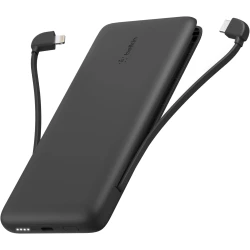 شاحن بيلكين محمول 10000 مللي أمبير في الساعة مع كابلات Lightning و USB-C - أسود
