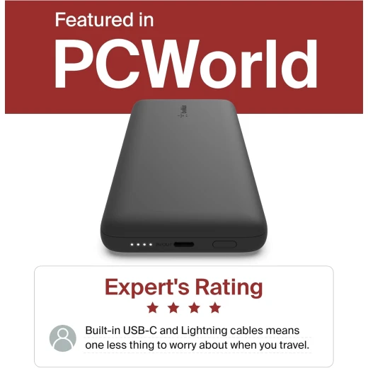 شاحن بيلكين محمول 10000 مللي أمبير في الساعة مع كابلات Lightning و USB-C - أسود - بيلكين - Image 8