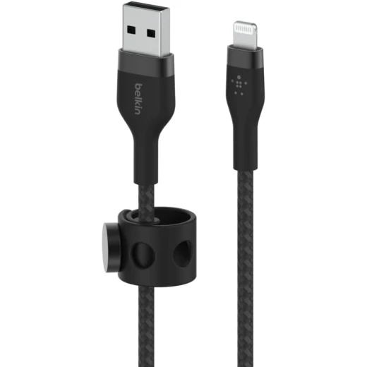 كابل بلكين بوست تشارج برو فليكس مضفّر من السيليكون – USB-A إلى لايتنينغ، بطول 1 متر، أسود - بيلكين - Image 2