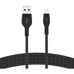 كابل بلكين بوست تشارج برو فليكس مضفّر من السيليكون – USB-A إلى لايتنينغ، بطول 1 متر، أسود