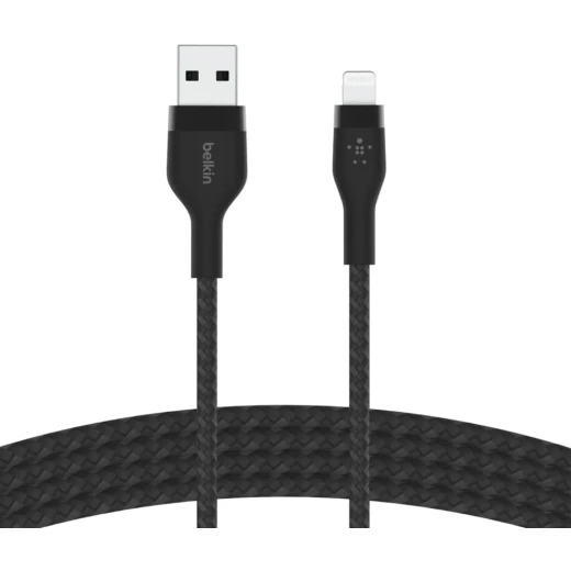 كابل بلكين بوست تشارج برو فليكس مضفّر من السيليكون – USB-A إلى لايتنينغ، بطول 1 متر، أسود كابل بلكين بوست تشارج برو فليكس مضفّر من السيليكون – USB-A إلى لايتنينغ، بطول 1 متر، أسود