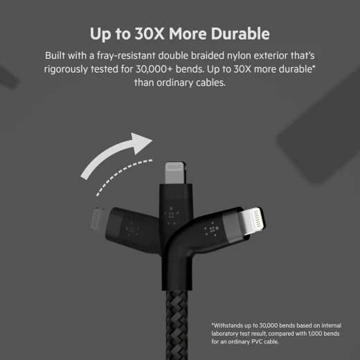 Belkin BoostCharge PRO Flex USB-C Braided Silicone Cable with Lightning Connector, 3M, Black - Belkin - Image 2