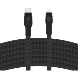 كابل بلكين بوست تشارج برو فليكس مضفّر من السيليكون – USB-C إلى لايتنينغ، بطول 3 أمتار، أسود