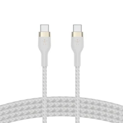 Belkin BoostCharge PRO Flex USB-C to USB-C Braided Silicone Cable, 1M, White