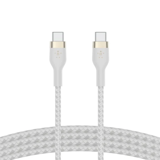 Belkin BoostCharge PRO Flex USB-C to USB-C Braided Silicone Cable, 1M, White Belkin BoostCharge PRO Flex USB-C to USB-C Braided Silicone Cable, 1M, White