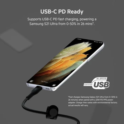 Belkin BoostCharge PRO Flex USB-C to USB-C Braided Silicone Cable, 2M, Black - Belkin - Image 4