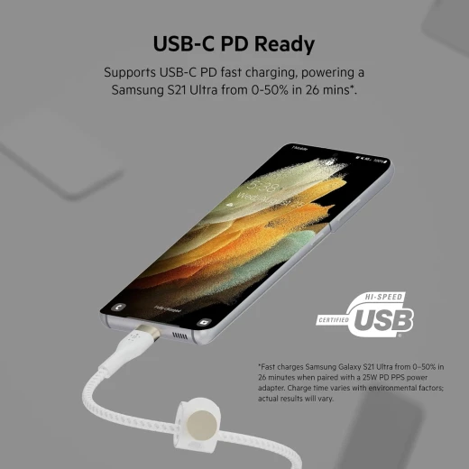 Belkin BoostCharge PRO Flex USB-C to USB-C Braided Silicone Cable, 2M, White - Belkin - Image 3