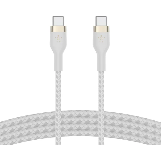 Belkin BoostCharge PRO Flex USB-C to USB-C Braided Silicone Cable, 2M, White Belkin BoostCharge PRO Flex USB-C to USB-C Braided Silicone Cable, 2M, White
