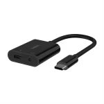 محول صوت بيلكين RockStar USB-C مع منفذ 3.5 ملم وشحن لأجهزة iPad Pro و Samsung Galaxy والمزيد - أسود - بيلكين